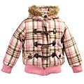 Bongo Girl's Plaid/ Faux Fur Bomber Jacket with Toggles