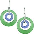 Silver Green and Purple Jade Circle Earrings