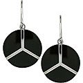 Sterling Silver Black Onyx Peace Sign Earrings