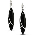 Silver Marquise-shaped Black Onyx Earrings