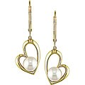 10k Gold Freshwater Pearl Heart Leverback Earrings (5-6 mm)