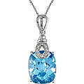 10k Gold Blue Topaz and Diamond Accent Necklace