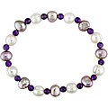 Freshwater Pearl and Amethyst Bead Bracelet (7-8 mm)