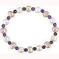 Freshwater Pearl and Amethyst Bead Bracelet (7-8 mm)