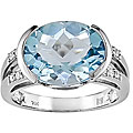 10k Gold Blue Topaz and 1/10ct TDW Diamond Ring
