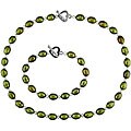 FW Green and White Pearl Necklace Bracelet Set