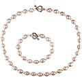 FW Pink and White Pearl Necklace Bracelet Set