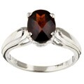 10k White Gold Garnet Solitaire Ring