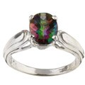 10k White Gold Mystic Fire Topaz Solitaire Ring