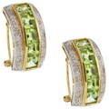 14k Gold Peridot and 1/6ct TDW Diamond Earrings