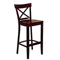 Dark Mahogany Wood Seat X-back Barstool