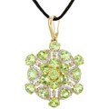 14k Gold Peridot and 1/10ct TDW Diamond Necklace