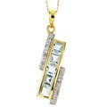 14k Gold Aquamarine and 1/10ct TDW Diamond Necklace