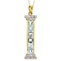 14k Gold Aquamarine and 1/10ct TDW Diamond Bar Necklace