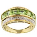 14k Gold Peridot and 1/10ct TDW Diamond Ring