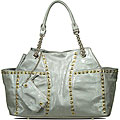 B.E. Signature Silver Metallic Studded Handbag