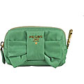 Prada 'Tessuto Fiocco' Green Nylon Cosmetic Case