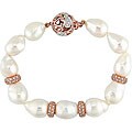 14k Pink Gold Baroque Pearl 3/4ct Diamond Bracelet