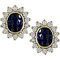 18k Gold Sapphire and 5/8ct TDW Diamond Earrings (HI, I1)