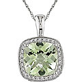 10k Gold Green Amethyst and 1/10ct TDW Diamond Necklace