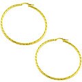 18k Gold Overlay Diamond-cut Hoop Earrings