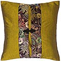 Grecian Gold and Floral Thai Silk Cushion Cover