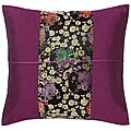 Plum and Pastel Peonies Thai Silk Cushion Cover