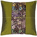 Olive/ Floral Pastel Thai Silk Cushion Cover