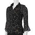 Loren D. Women's Sheer Floral Bell Cuff Top
