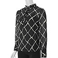 Loren D. Sheer Giraffe Print Mandarin Collar Top