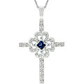 14k Gold Sapphire and 1/5ct TDW Diamond Necklace