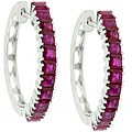 14k White Gold Ruby Hoop Earrings