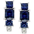 14k White Gold Sapphire and Diamond Earrings