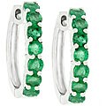 14k White Gold Emerald Hoop Earrings