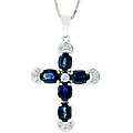 14k White Gold Sapphire and Diamond Pendant