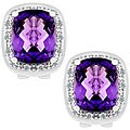14k White Gold Amethyst and Diamond Earrings