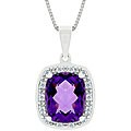 14k White Gold Amethyst and Diamond Pendant