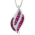 14k White Gold Ruby and 1/5ct TDW Diamond Necklace