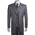 Mantoni Urban Men's Peaked Lapel Grey Wool 3-piece Suit
