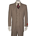 Mantoni Urban Men's Peaked Lapel Taupe Wool 3-piece Suit