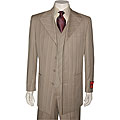 Mantoni Urban Men's Diamond Lapel Taupe Wool 3-piece Suit