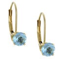 10k Yellow Gold Blue Topaz Leverback Earrings