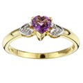 10k Yellow Gold Amethyst Heart Ring (Size 7)