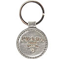Prada Saffiano Leather Circular Logo Key Holder