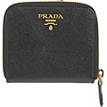 Prada Black Saffiano Leather Zip French Wallet