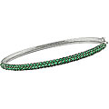 14k White Gold Emerald Bangle Bracelet