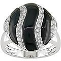 14k Gold Black Onyx and 1/8ct TDW Diamond Ring
