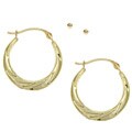 10k Yellow Gold Ball and Fancy Hoop Earrings Set