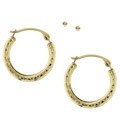 10k Yellow Gold Ball and Hoop Earrings Set