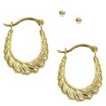 10k Yellow Gold Ball and Shrimp Hoop Earrings Set